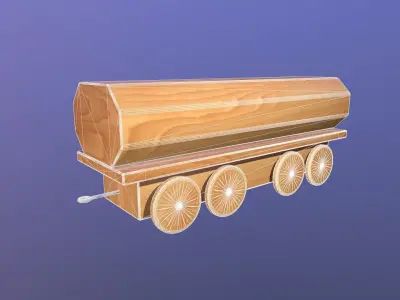 Wooden Toy Train - Tank Wagon Low-poly 3D model