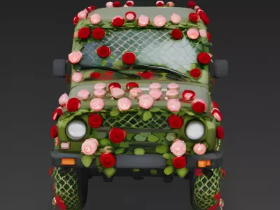 Rose Camouflage Military SUV 3D Model Low-poly 3D model