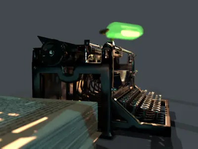 Old Typewriter Low-poly 3D model