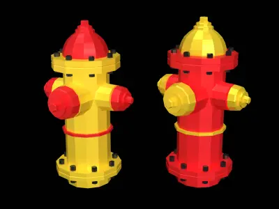 LowPoly red and yellow Fire hydrant with two color variants Free low-poly 3D model