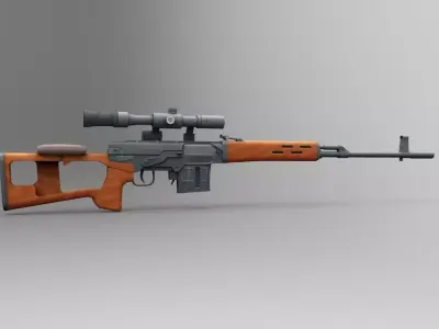 Dragunov SVD Low Poly Mobile Game Ready model Low-poly 3D model