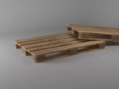 Wooden euro pallets true to size without brand Free low-poly 3D model