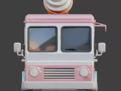 Stylized Ice Cream Truck 3D Model Low-poly 3D model