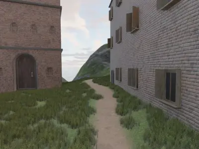 Medieval Hilltop Village 3D model