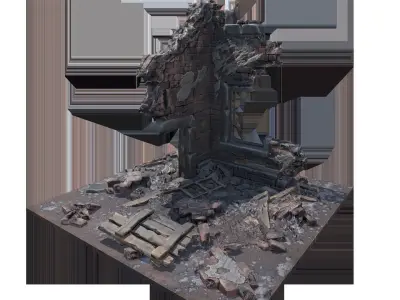 Damage House Free low-poly 3D model