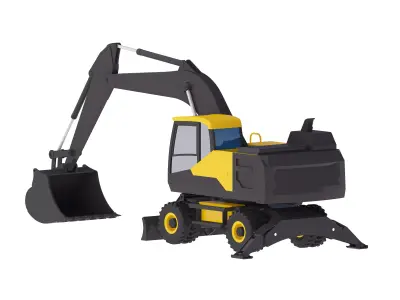 Excavator Construction EW180E Low-poly 3D model