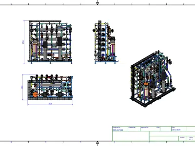 1000Lh RO System with Auto CIP with 4 Membranes 4040 3D model