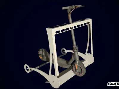 Scooter with Parking Low-poly 3D model