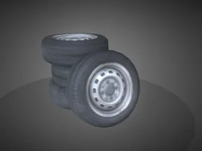 Wheel tyres Low-poly 3D model