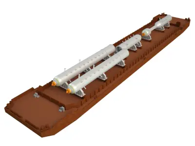 Cargo Barge OIL Refinery Rust Low-poly 3D model