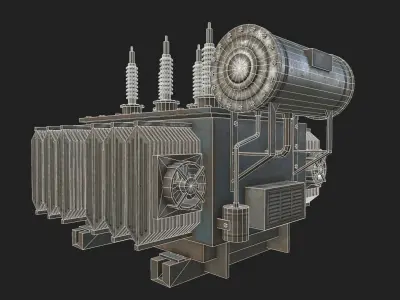 HQ PBR Power Transformer Low-poly 3D model