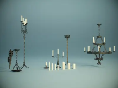 Medieval Light PACK Game Ready PBR Low-poly 3D model
