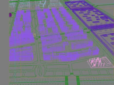 Architecture industrial complex with roofs 3D model