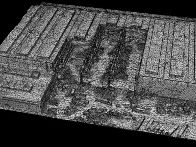 factory destroyed industrial roofs drone photogrammetry 3D model