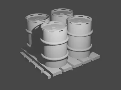 Barrels on a Platform Low-poly 3D model