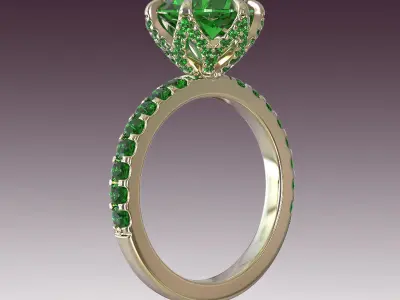 Ring Engagement 6 Prongs Pave 3D print model