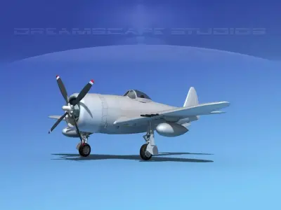 Republic P-47D Thunderbolt Bare Metal 3D model