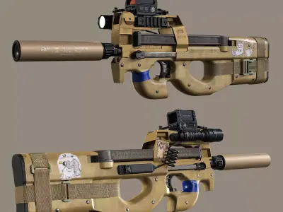 P90 - Flat Dark Earth FDE Low-poly 3D model