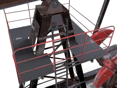Oil Pumpjack Animated 2 Low-poly 3D model