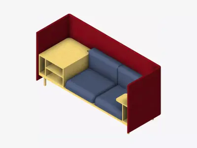 Sofa - Contemporary - Flame - Corner Shelf - Left Work Shelf Low-poly 3D model