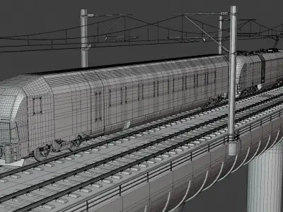 Bridge with Siemens train 3D model
