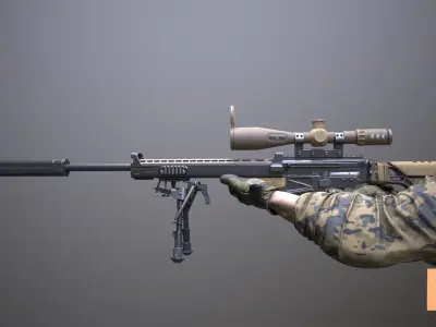 Sniper Rifle 03 Low-poly 3D model
