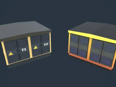 Transformer substation Low-poly 3D model