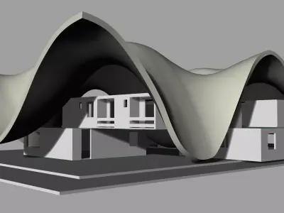 Modern Wave Roof Pavilion  Organic Architectural Structure  Free 3D model