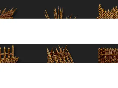 6 Medieval Wooden Palisade Pack Base Meshes 3D model