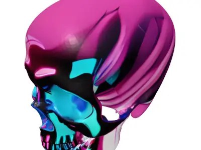 Neon Skull Sign Tube 3D model