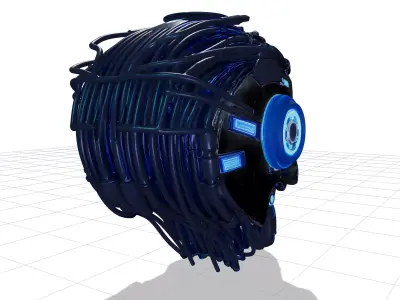 Futuristic Cyborg Skull Head R2 Low-poly 3D model