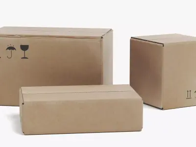 Cardboard Box Collection - 3 Parcel Packages 3D model