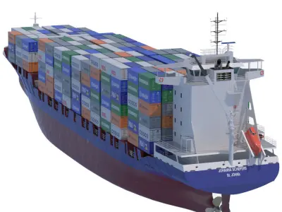 140 m Container Ship 3D model