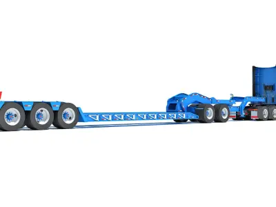 Semi Truck with Platform Trailer 3D model purchase