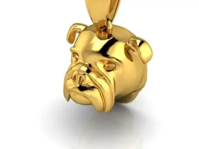 Bull Dog Head Pendant Charm Necklace 3D Model 3D print model