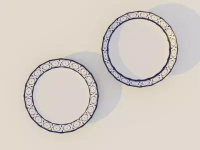 Thai Lai Kram Ceramic Plate Set Low-poly 3D model