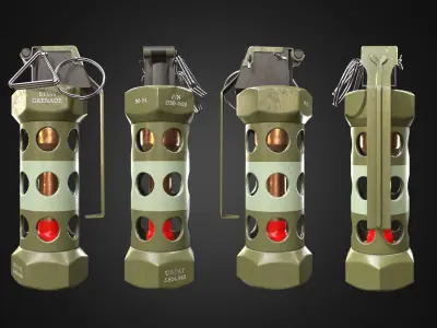 M84 Stun Grenade GameReady lowpoly asset Free low-poly 3D model