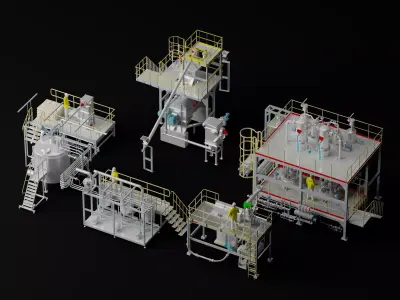 Industrial Processing Plant Equipment Pack Low-poly 3D model