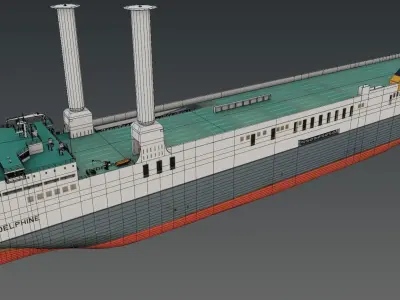 Wind propulsion RO-RO ship Delphine Low-poly 3D model