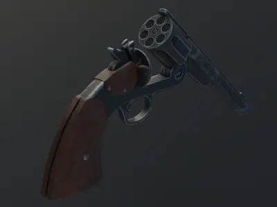 Schofield Revolver GameReady Rigged Animated Low-poly 3D model