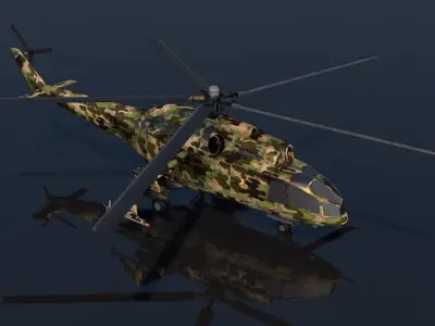 Low poly VR AR game ready Gunship Helicopter Low-poly 3D model