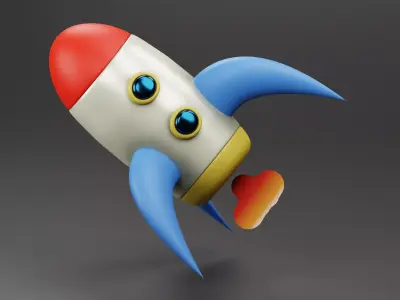 Cartoon rocket 3D model get