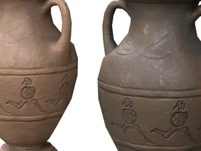 Ancient Ceramic Vase dusty antique pottery Low-poly 3D model