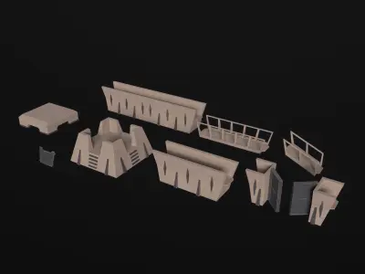 Modular Fortification  Outpost PBR Low-poly 3D model