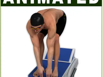 White Male Swimmer CG 3D model