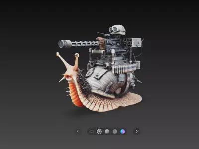 Battle Snail Machine Gun Creature Military Fantasy STL 3D print model