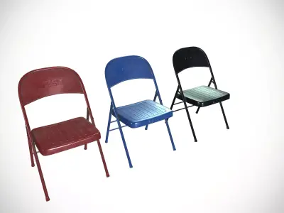 Steel Folding Chair Low-poly 3D model