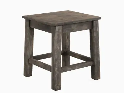 Old Wooden Tabouret 03 Low-poly 3D model