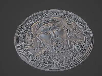 Genghis Khan Medallion 3D print model