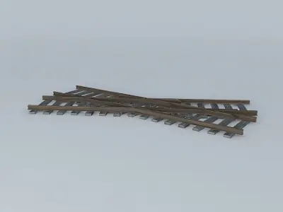 Eco Rail Track Small Crossing Old Wooden Split Sleepers Free 3D model